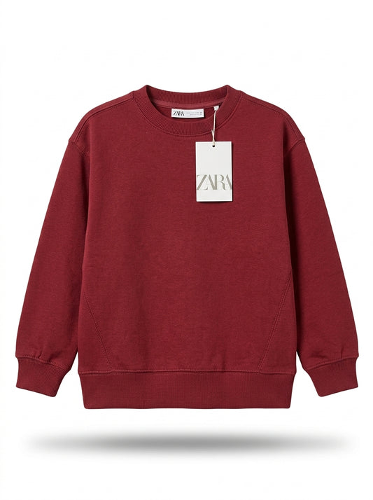Girls' Classic Crewneck Fleece Sweatshirt – Burgundy Red