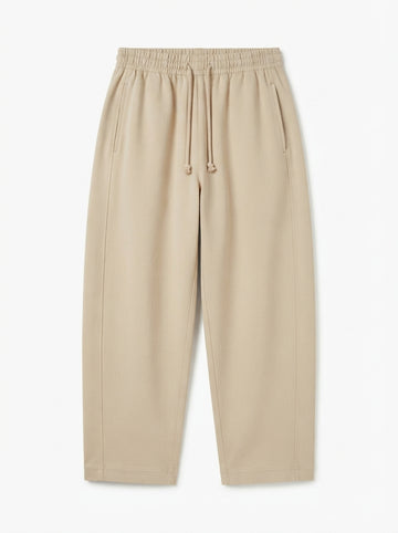 Women's Relaxed Fit Drawstring Trousers - Casual Beige Everyday Pants
