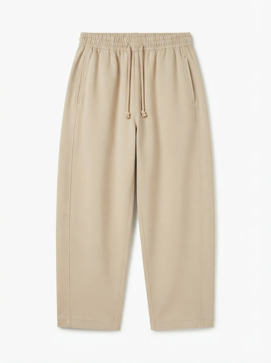 Women's Relaxed Fit Drawstring Trousers - Casual Beige Everyday Pants
