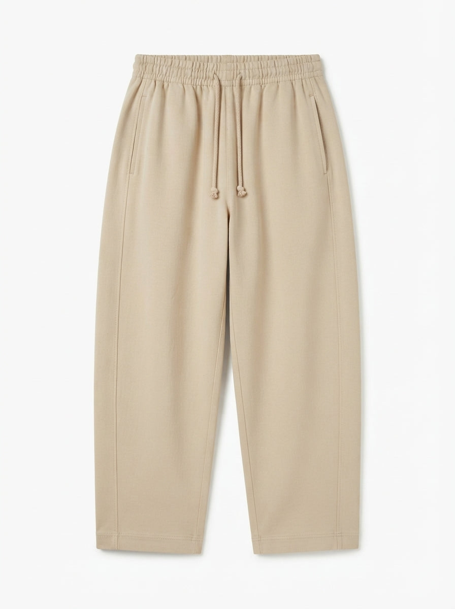 Women's Relaxed Fit Drawstring Trousers - Casual Beige Everyday Pants