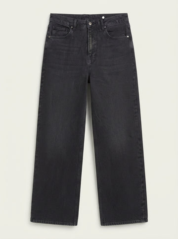 Vila Women High-Rise Baggy Fit Denim Jeans in Dark Charcoal