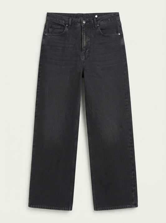 Vila Women High-Rise Baggy Fit Denim Jeans in Dark Charcoal