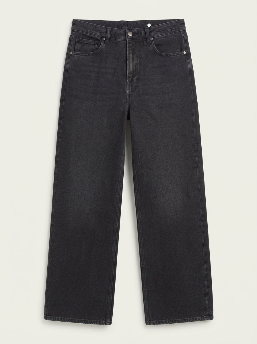 Vila Women High-Rise Baggy Fit Denim Jeans in Dark Charcoal