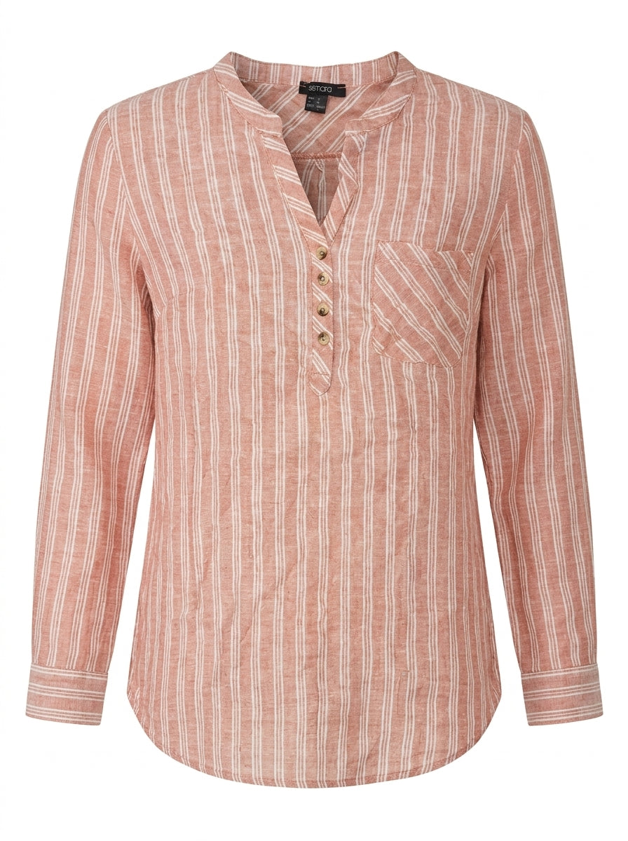 Women's Henley Shirt with Chest Pocket
