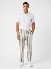 Teddy Smith Linen Blend Striped Trousers