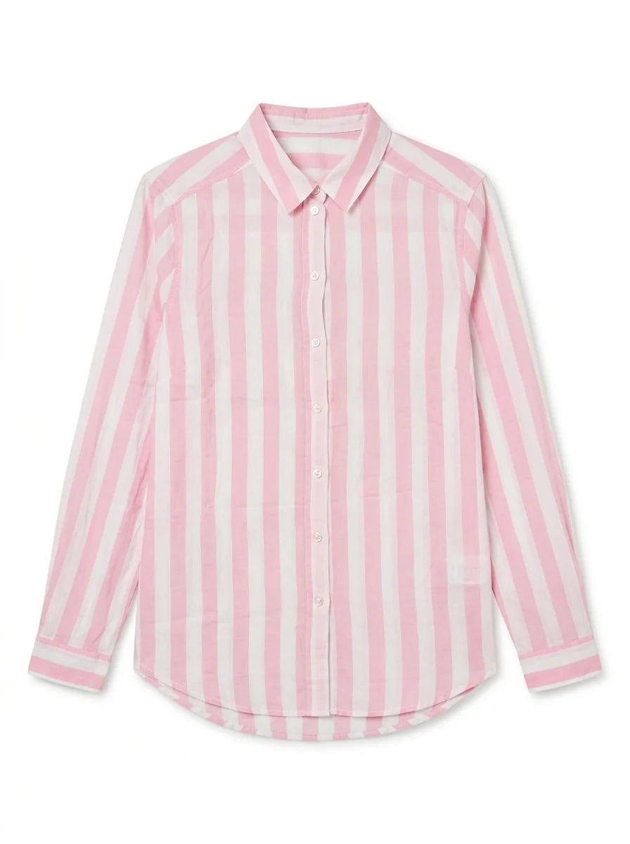 Women's Pink Striped Long Sleeve Shirt