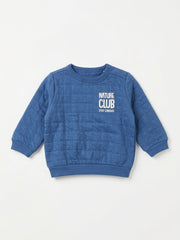 Boys' Quilted Blue Crewneck Sweatshirt – Long Sleeve Thermal Pullover