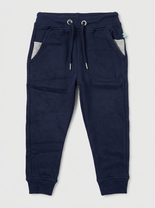 Kids' Navy Blue Drawstring Joggers | Active Fleece Pants