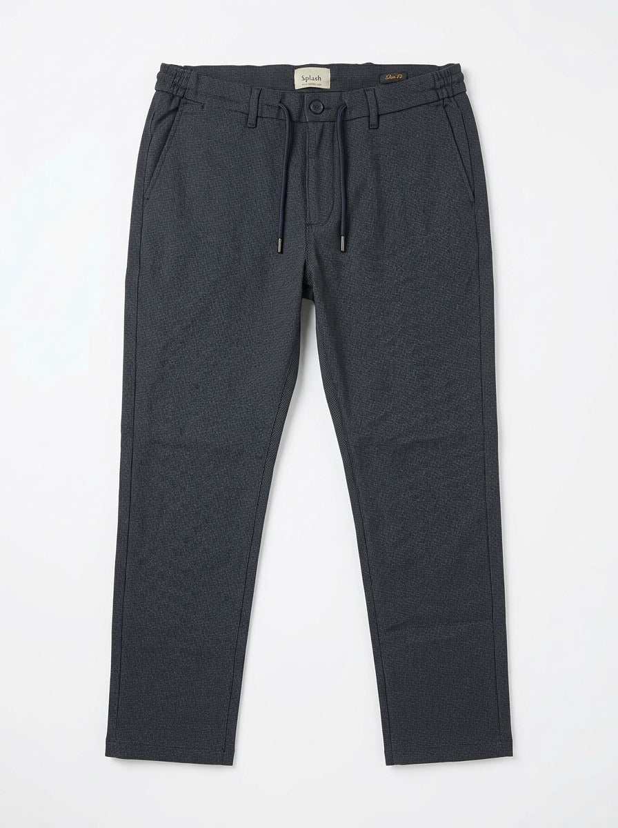 Men's Dark Grey Textured Casual Trousers