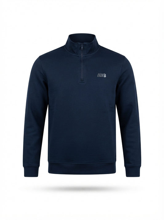 Men's Navy Blue Quarter-Zip Pullover | Comfort Fit Athletic Sweatshirt