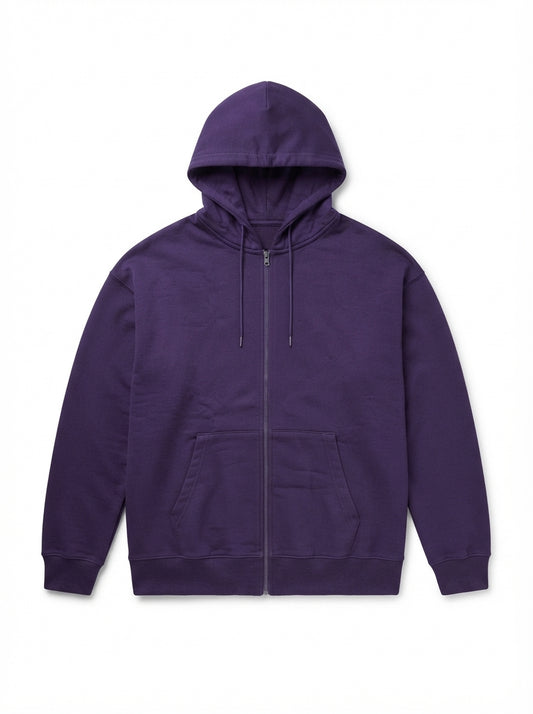 Minimalist Purple Unisex Zip-Up Hoodie | Streetwear