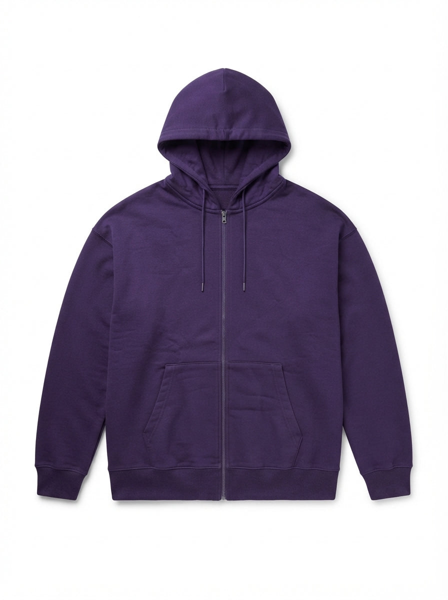 Minimalist Purple Unisex Zip-Up Hoodie | Streetwear