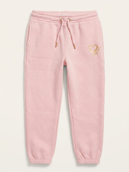 Minoti Girls' Pink Heart Fleece Joggers | Cozy Sweatpants