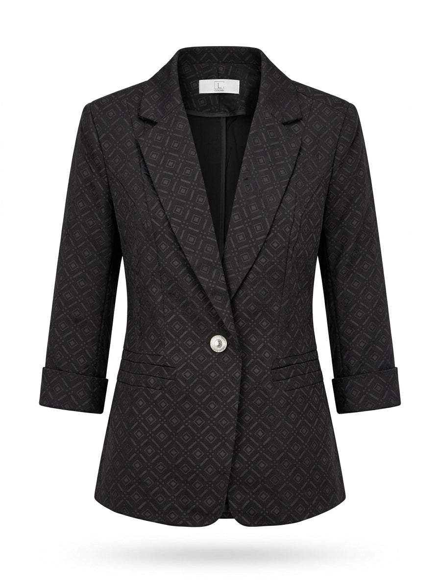 Women Geometric Patterned Three-Quarter Sleeve Tailored Blazer