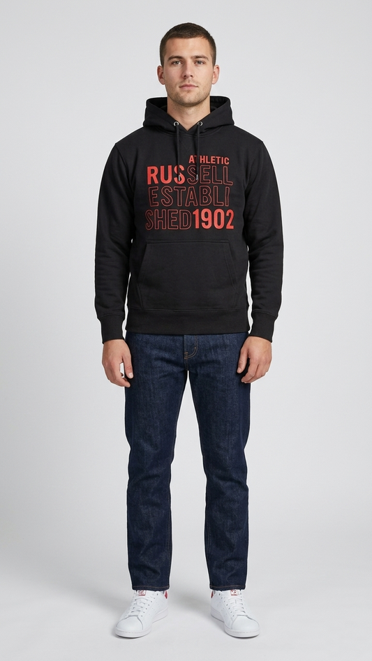 RUSSELL ATHLETIC MENS PRINTED PULL OVER HOODIE