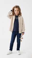 H&M Girls Navy Blue Printed Long Sleeve Tee