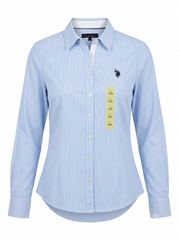 Women's Light Blue Pinstripe Button-Down Shirt