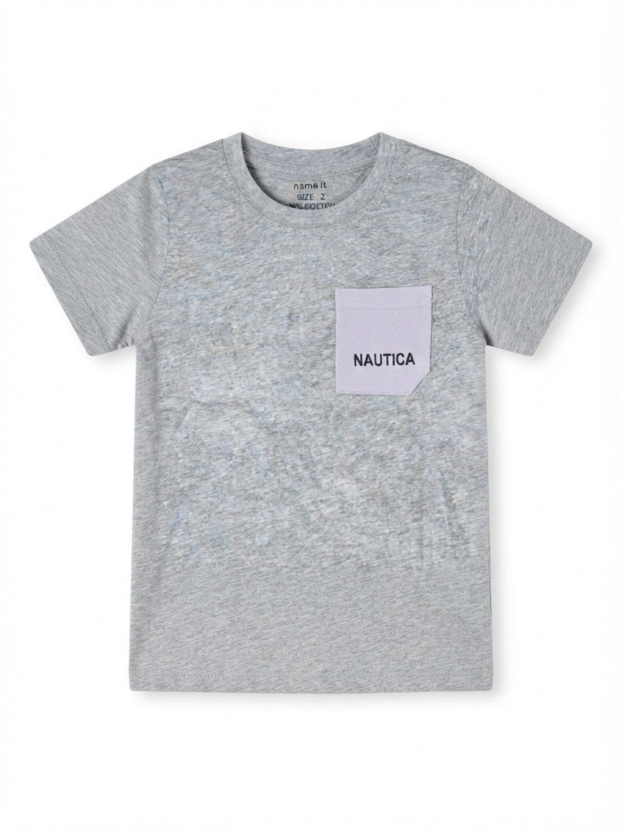 Boys' Light Grey Short-Sleeve Tee with Nautica Chest Pocket