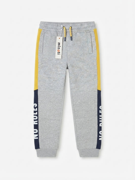 Kids' Colorblock Side-Panel Fleece Sweatpants in Grey, Yellow & Navy