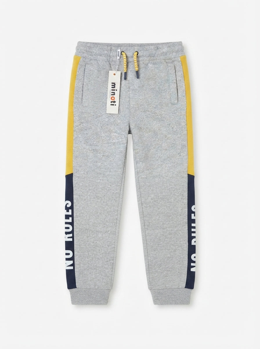 Kids' Colorblock Side-Panel Fleece Sweatpants in Grey, Yellow & Navy