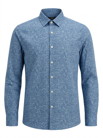 Men’s Blue Paisley Print Shirt