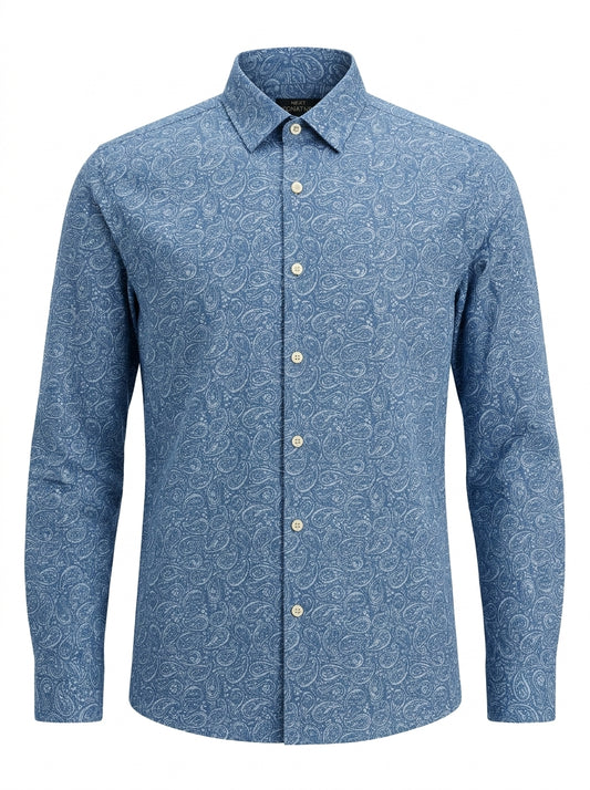 Men’s Blue Paisley Print Shirt