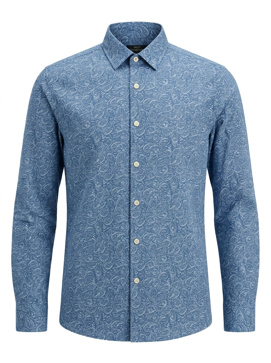 Men’s Blue Paisley Print Shirt
