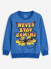 Boys' Blue "Never Stop Gaming" Long-Sleeve Sweatshirt – Next