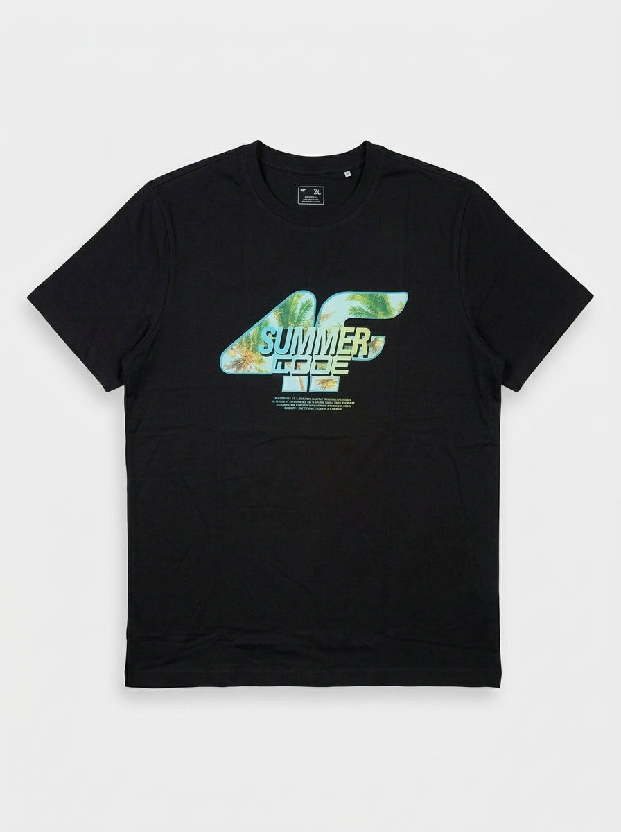 Men's Black Graphic Print Short-Sleeve T-Shirt