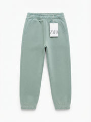 Kids' Light Grey Heather Fleece Joggers with Drawstring