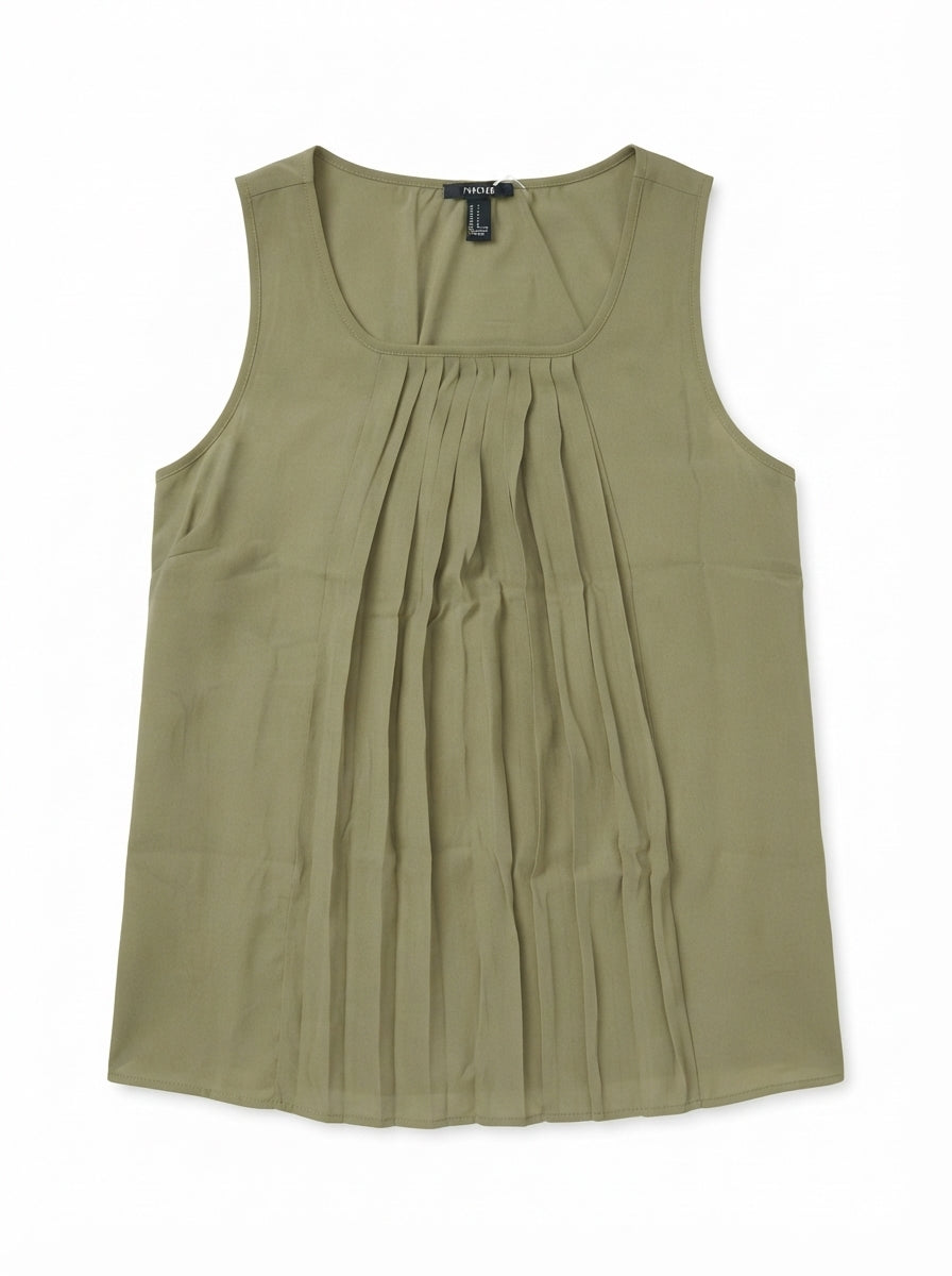 Casual Scoop Neck Pleated Tunic Top for Women