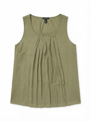 Casual Scoop Neck Pleated Tunic Top for Women
