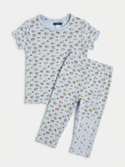 Girls Pastel Floral Ribbed 2-Piece Lounge Set