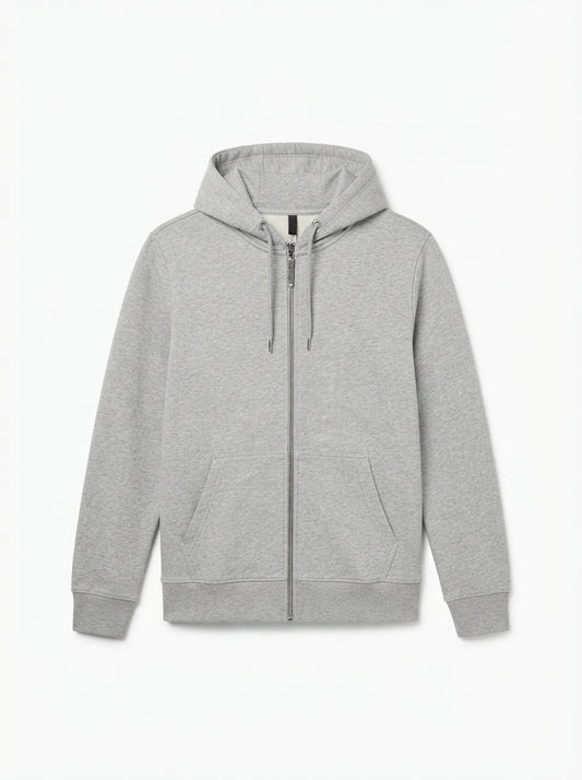 Minimalist Off-White Zip-Up Hoodie | Men's Everyday Streetwear