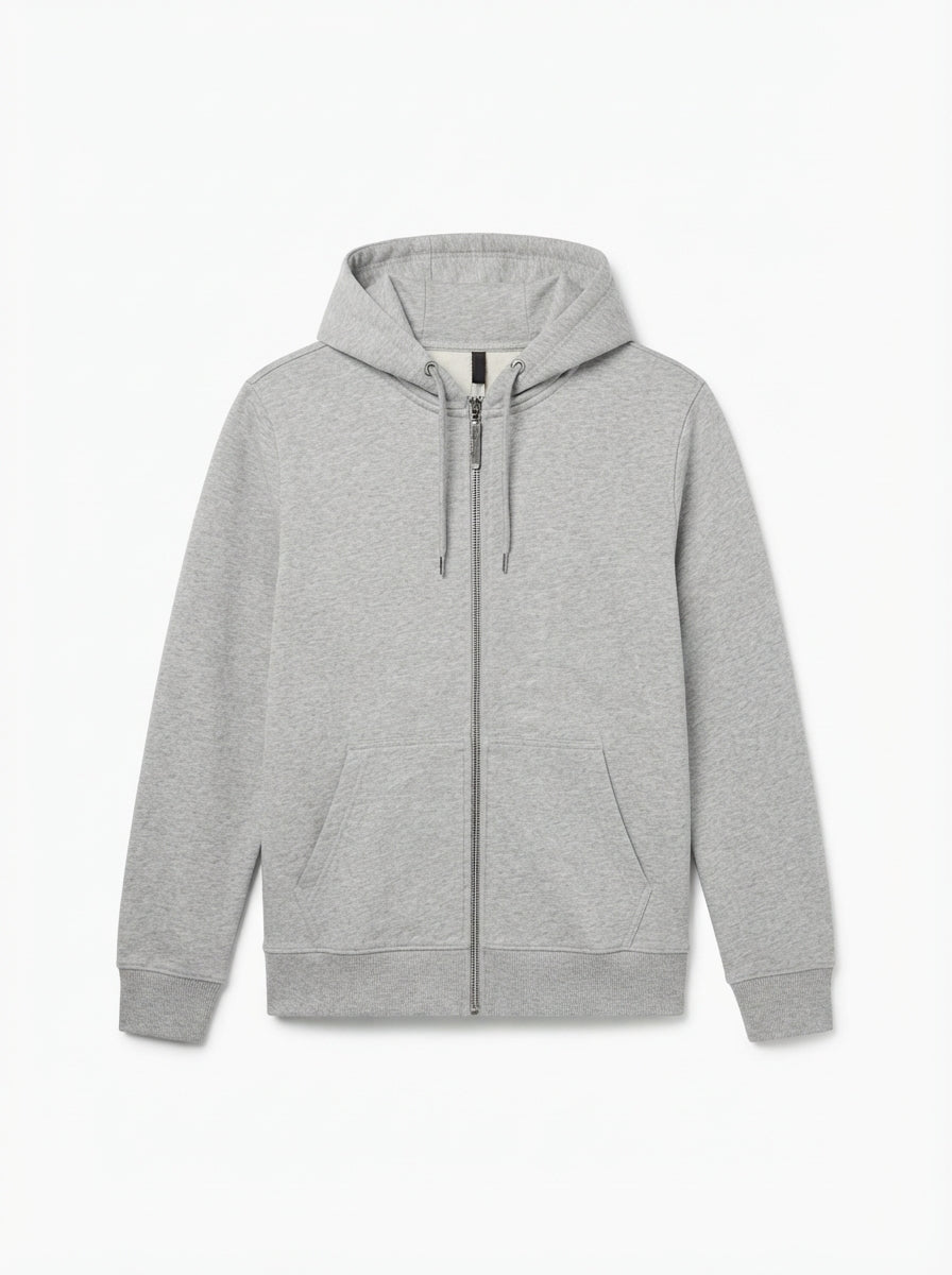 Minimalist Off-White Zip-Up Hoodie | Men's Everyday Streetwear