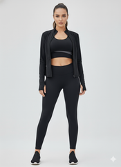 Women's Fitness Yoga Bra , Jacket And Pants/Leggings 3 Piece Set