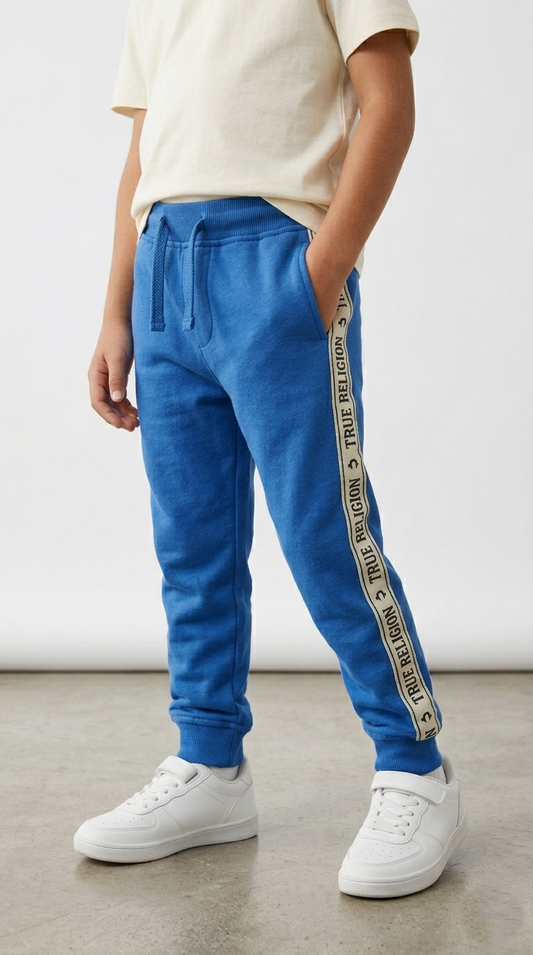TRUE RELIGION BOYS ROYAL BLUE STRIPED TROUSER