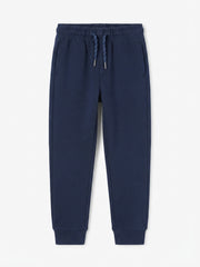 Boys' Solid Navy Blue Casual Sweatpants with Elasticated Ankle Cuffs