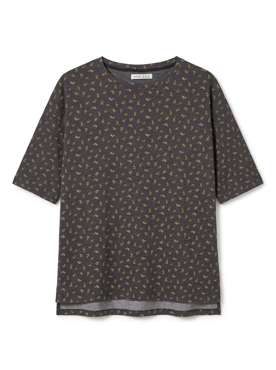 Oysho Women Floral Print Relaxed Fit T-Shirt