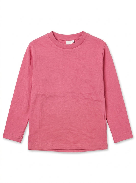 Kids' Pink Long-Sleeve Basic T-Shirt