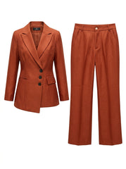 Women's Rust Orange 2-Piece Power Suit Set