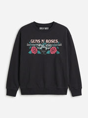 Women Guns N' Roses Graphic Black Crewneck Sweatshirt