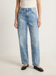 RESERVED HIGH-RISE PRINTED STRAIGHT-LEG JEANS