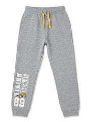 Boys' Grey Graphic Joggers with Contrast Drawstring – Casual Sweatpants