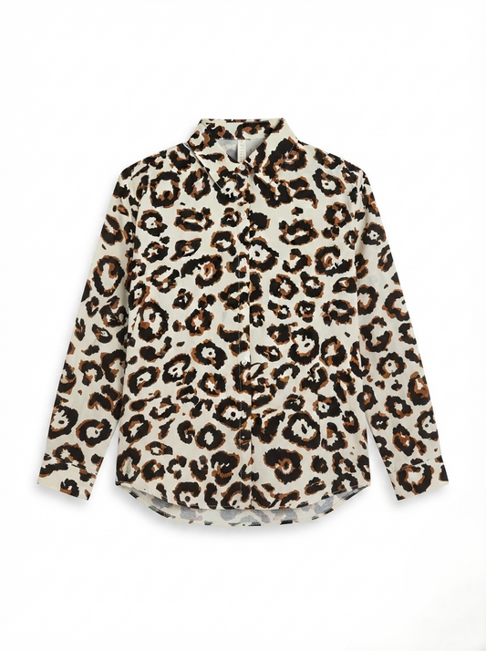 Women's Leopard Print Button-Up Shirt