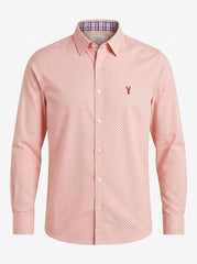 Men’s Coral Micro-Pattern Smart-Casual Shirt