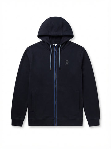 Icon Hoodie Black Textured Knit Premium Men's Zip-Up