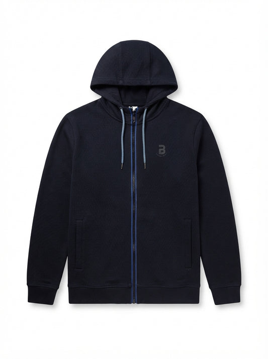 Icon Hoodie Black Textured Knit Premium Men's Zip-Up