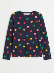 H&M Girls' Navy Blue Multi-Color Polka Dot Long-Sleeve T-Shirt