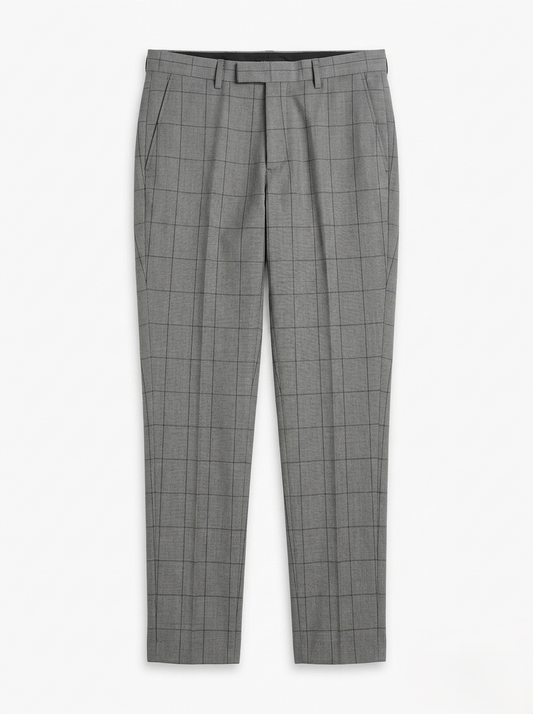 Peter England Men's Checked Drawstring Formal Trousers